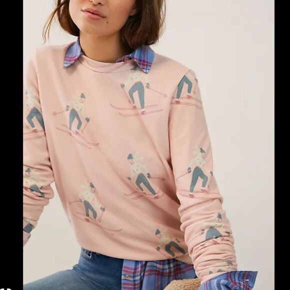 Sol Angeles x Anthropologie Pink Freestyle Ski Sweater Small - Picture 1 of 6